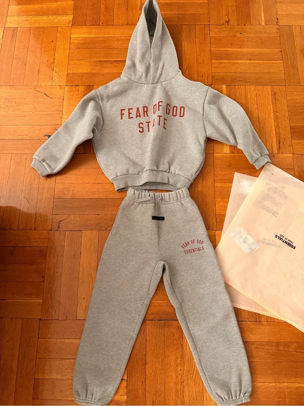 ORIGINAL Kids FEAR OF GOD Essentials Gray Sweatpants - Heather Gray